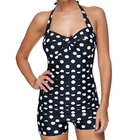 Tankini Swimsuits for Women Tummy Control Halter Two Piece Swim Dress ...