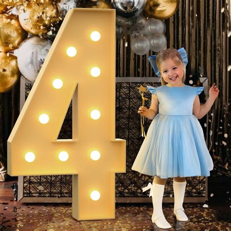Buy Tongjoy Marquee Light Up Numbers 4, 4FT DIY Marquee Numbers for 4th ...