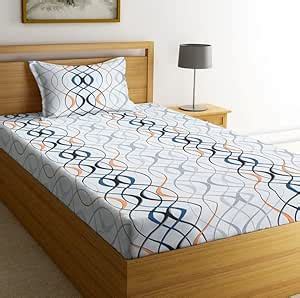 Buy NHD HOME Premium Cotton Printed Single Bedsheet with One Pillow ...