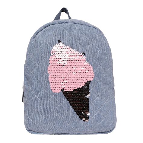 ASTRID Sequinned Icecream Denim Backpack Small Size For Kids : Amazon ...