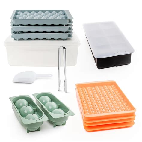 Round Ice Cube Trays for Freezer with Bin XL Set 8-Pack 3x 1.2 ball ice ...