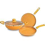Buy Bergner Jazz Non Stick Cookware Set 4Pc-Kadhai with Glass Lid 24cm ...
