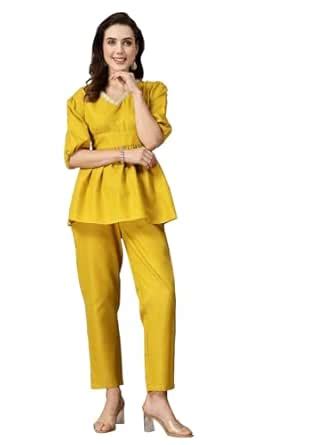 Buy Stylum Women's Embroidered Cotton Blend Kurti Pant Set at Amazon.in