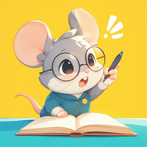 Un professeur de souris intelligent dans le style des dessins animés ...