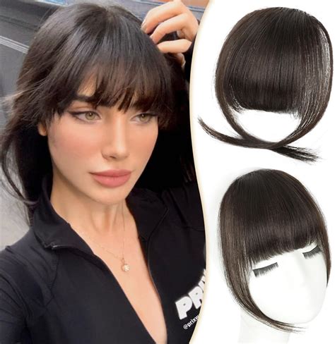 Amazon.com : SUNFA Clip in Bangs 100% Real Human Hair Extensions Wispy ...