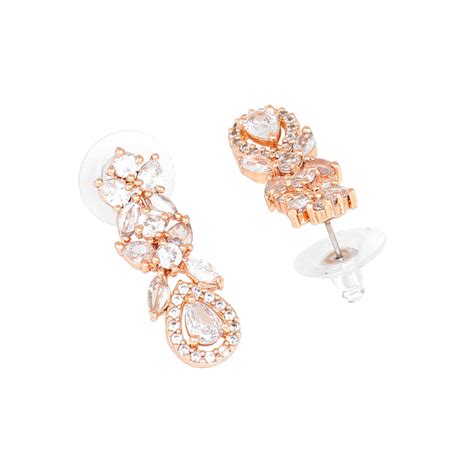 Buy Estele Rose Gold Plated CZ Scintillating Drop Earrings for Women Online