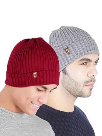 Buy KinderTales® Pack of 2 Rib Knit Winter Beanie Caps for Men & Women ...