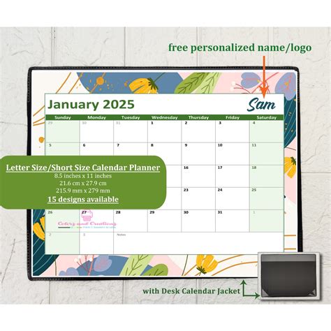 2025 Personalized Desk Calendar Planner w/ Calendar Jacket Short Size ...
