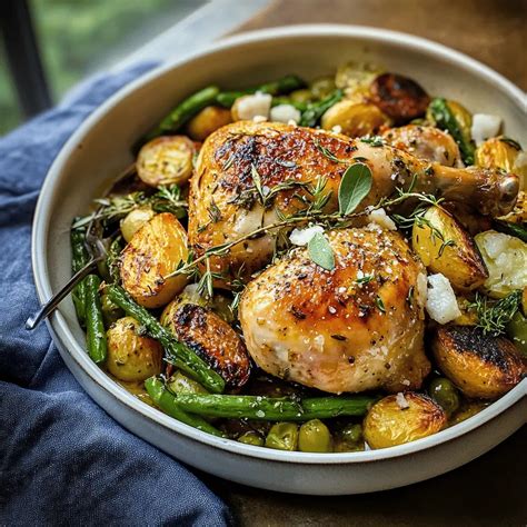 Herb Roasted Chicken With Spring Veggies - Simply Tasty Life
