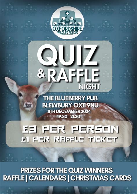 OWR RAFFLE & QUIZ NIGHT, The Blueberry Pub - Blewbury, Didcot, 11 ...