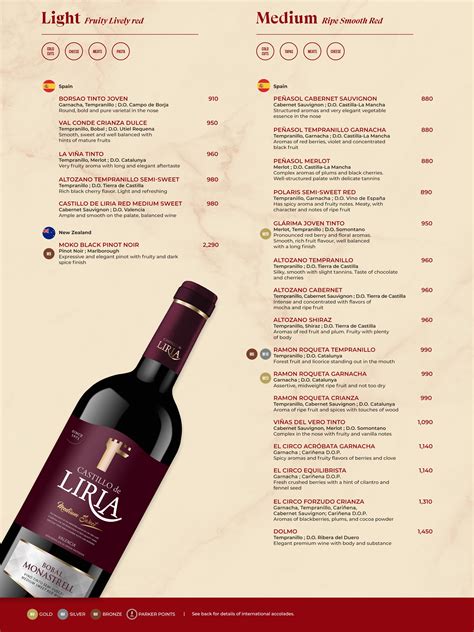Wine list menu online