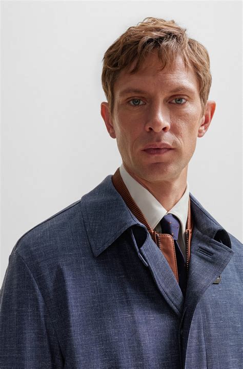 BOSS - Regular-fit coat in a virgin-wool blend - Dark Blue