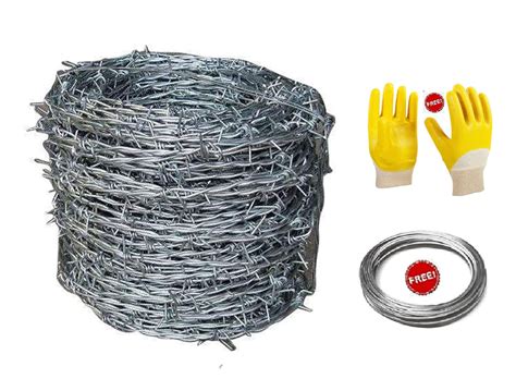 Barbed Metal Wire for Fencing with Free G.I. Wire and Safety Gloves ...