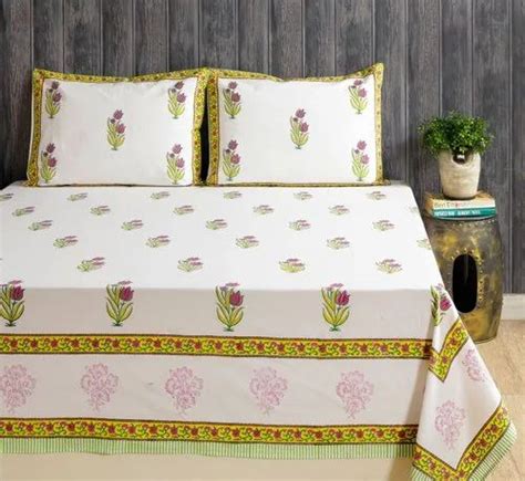 Cotton Bedsheet Set - Block Printed Bedsheet with 2 Pillow Cover ...