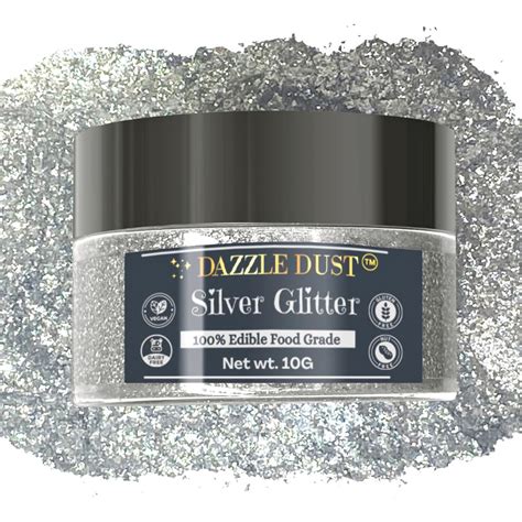 Amazon.com: (BULK–10g) Silver Edible Glitter For Drinks, Silver Luster ...