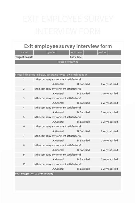 Employee Exit Survey Form at Landon Artis blog
