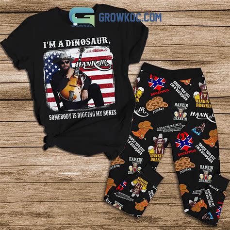 Hank Williams Jr. I Am A Dinosaur Fleece Pajamas Set - Hearthtops Store