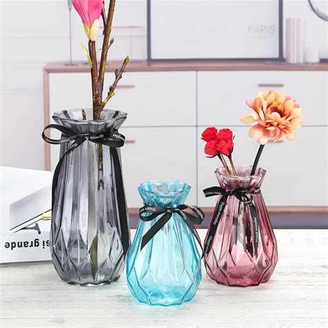 现代简约北欧客厅插花玻璃花瓶摆件鲜花干花装饰摆件花瓶ins轻奢-阿里巴巴