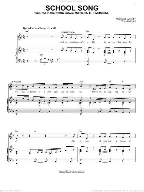 School Song (from the Netflix movie Matilda The Musical) sheet music ...