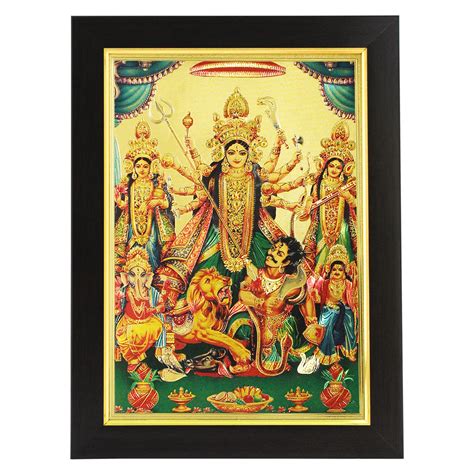 Gold Plated Photo Frame Of Goddess Durga Mata / Saraswati Mata ...