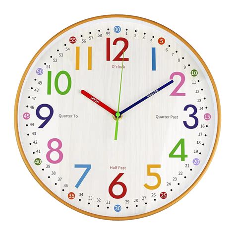 VREAONE Learning Clock for Kids 10 inch Educational Wall Clock Silent ...
