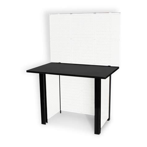 Free Standing White Pegboard Workbench WorkStation