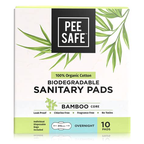 Buy Pee Safe 100% Organic Cotton Biodegradable Overnight Sanitary Pads ...