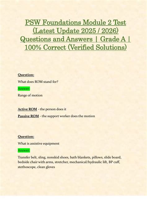 Image result for PSW Foundation Module 2 Test Answers