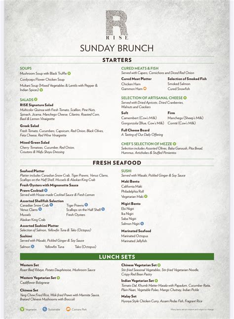 RISE MENU SINGAPORE & UPDATED PRICES APRIL 2025