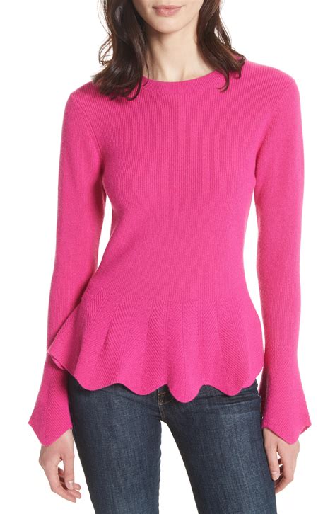 Ted Baker Peplum Sweater in Bright Pink (Pink) - Lyst