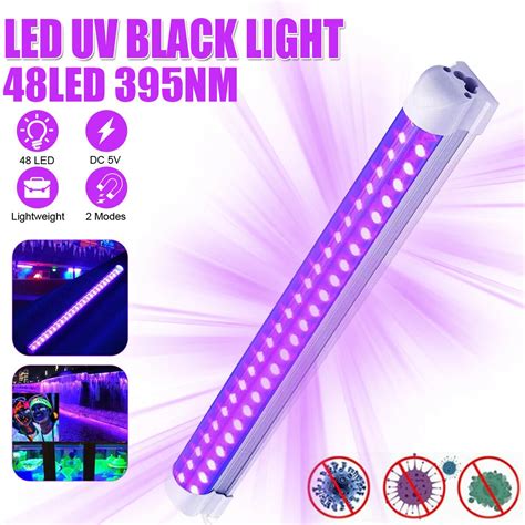 48LED-UV-Lamp-Strip-Tube-10W-USB-Ultraviolet-Black-Light-Portable-385 ...