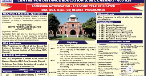 MBA/MCA/M.Sc.(CS)Degree Programme - Admission - Anna University ...