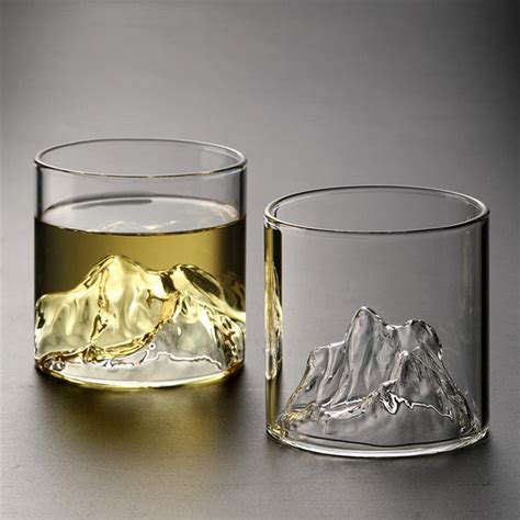 High Borosilicate Glass Whiskey Cup – Heat-Resistant Mountain Glass fo ...