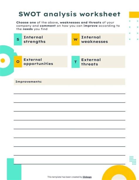 Image result for Free SWOT Analysis Template Worksheet