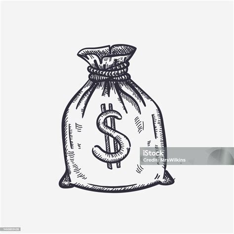 Sack Of Money Drawing Vector Hand Drawing Illustration Stock ...