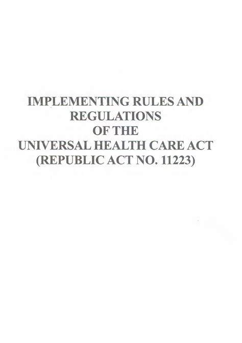 IRR of RA 11223 - law - IMPLEMENTING RULES AND REGULATIONS OF THE ...