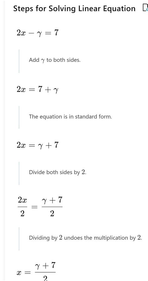 Find two different solutions of the linear equations 2x-y=7Please give ...