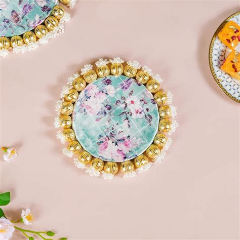 Pearls Decorative Round Trivet Mat Set Of 2 Green Online - Premium ...