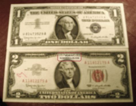 1953 Two Dollar Red Seal $2 Bill A 1953 $1. 00 Silver Certificate S/h