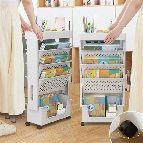 Estante para Livros com 5 Níveis, Prateleira de Armazenamento Móvel com ...