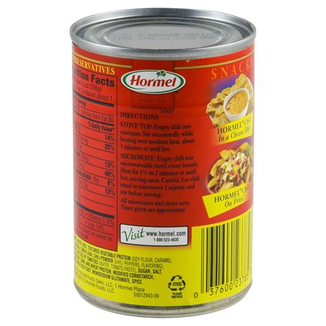 Hormel Chili With Beans Nutrition Label | Besto Blog