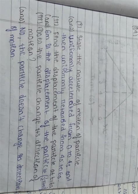 1) State the nature of motion of particle.2) Find the displacement of ...