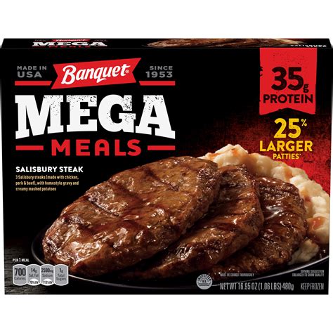 Banquet Mega Meals Salisbury Steak Frozen Dinner 16.95 Ounce – Walmart ...