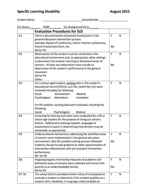 Image result for Learning Disability Evaluation Sheet