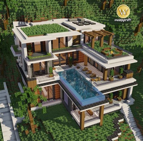 Minecraft Modern Mansion, Minecraft Beach House, Minecraft House Plans ...