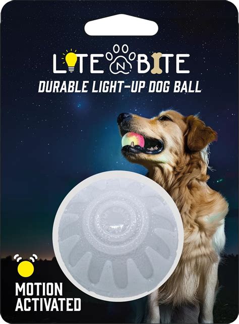 Iron Paws Lite-Bite LED Dog Ball - Light-Up Night Fetch Toy