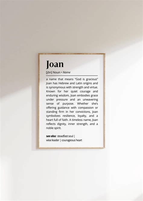 Joan Name Definition Wall Art Personalized Printable Gift for Her ...