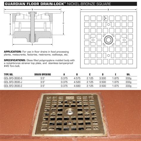 Guardian Floor Drain-Lock Square - Zurn 5" Cover Replacement for ...