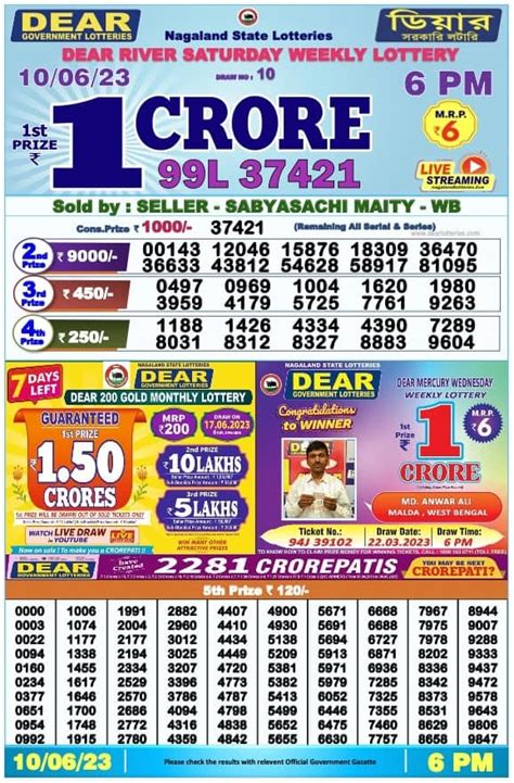 LIVE | Nagaland State Lottery Result 10-6-2023 (OUT): DEAR STORK 8 PM ...