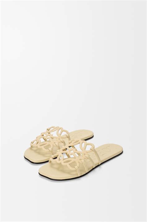 Petal Anagram slide in rhinestone-embellished suede Beige - LOEWE ...